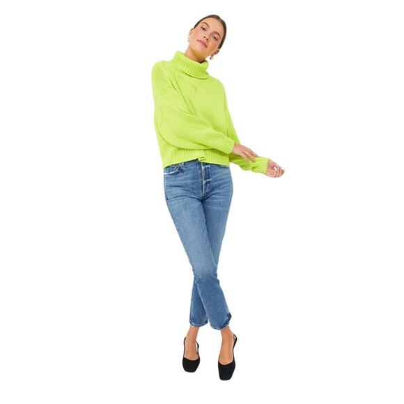 525 America Edie Peridot Lime Chunky Turtleneck Sweater Oversized Size XS New - Picture 4 of 11